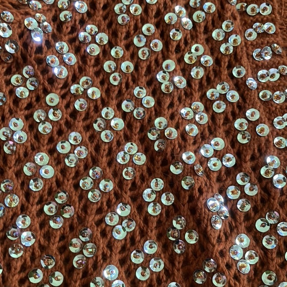 Anthropologie sequined bolero shrug burnt orange rust cotton Medium - Picture 9 of 11